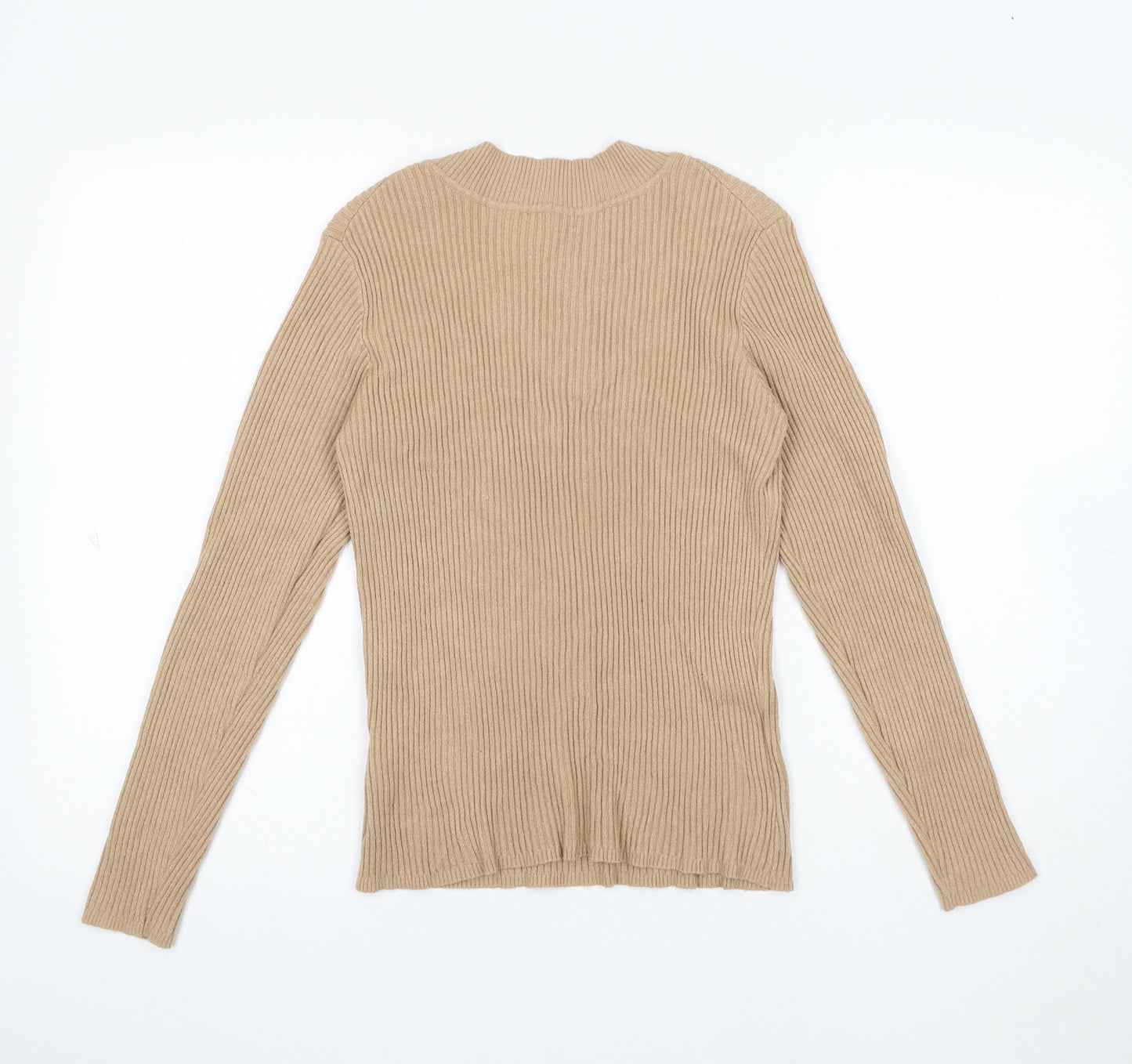 Primark Womens Beige High Neck Viscose Pullover Jumper Size XL