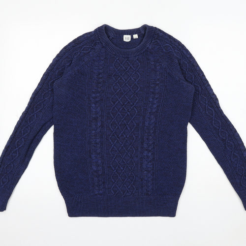 Gap Mens Blue Roll Neck Cotton Pullover Jumper Size S