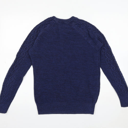 Gap Mens Blue Roll Neck Cotton Pullover Jumper Size S