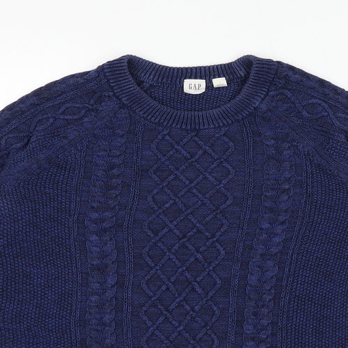 Gap Mens Blue Roll Neck Cotton Pullover Jumper Size S