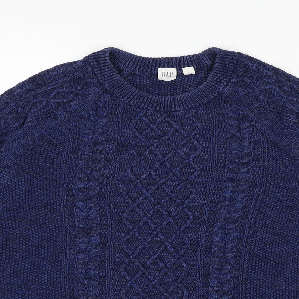 Gap Mens Blue Roll Neck Cotton Pullover Jumper Size S