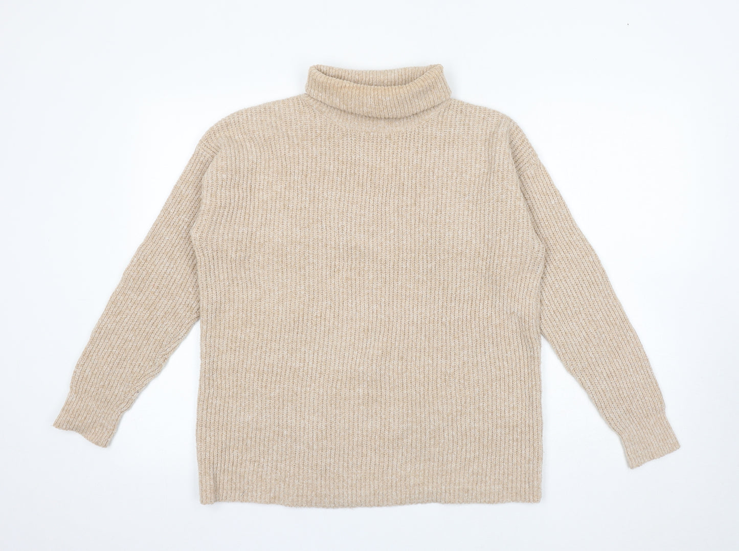 Papaya Womens Beige Roll Neck Polyester Pullover Jumper Size M