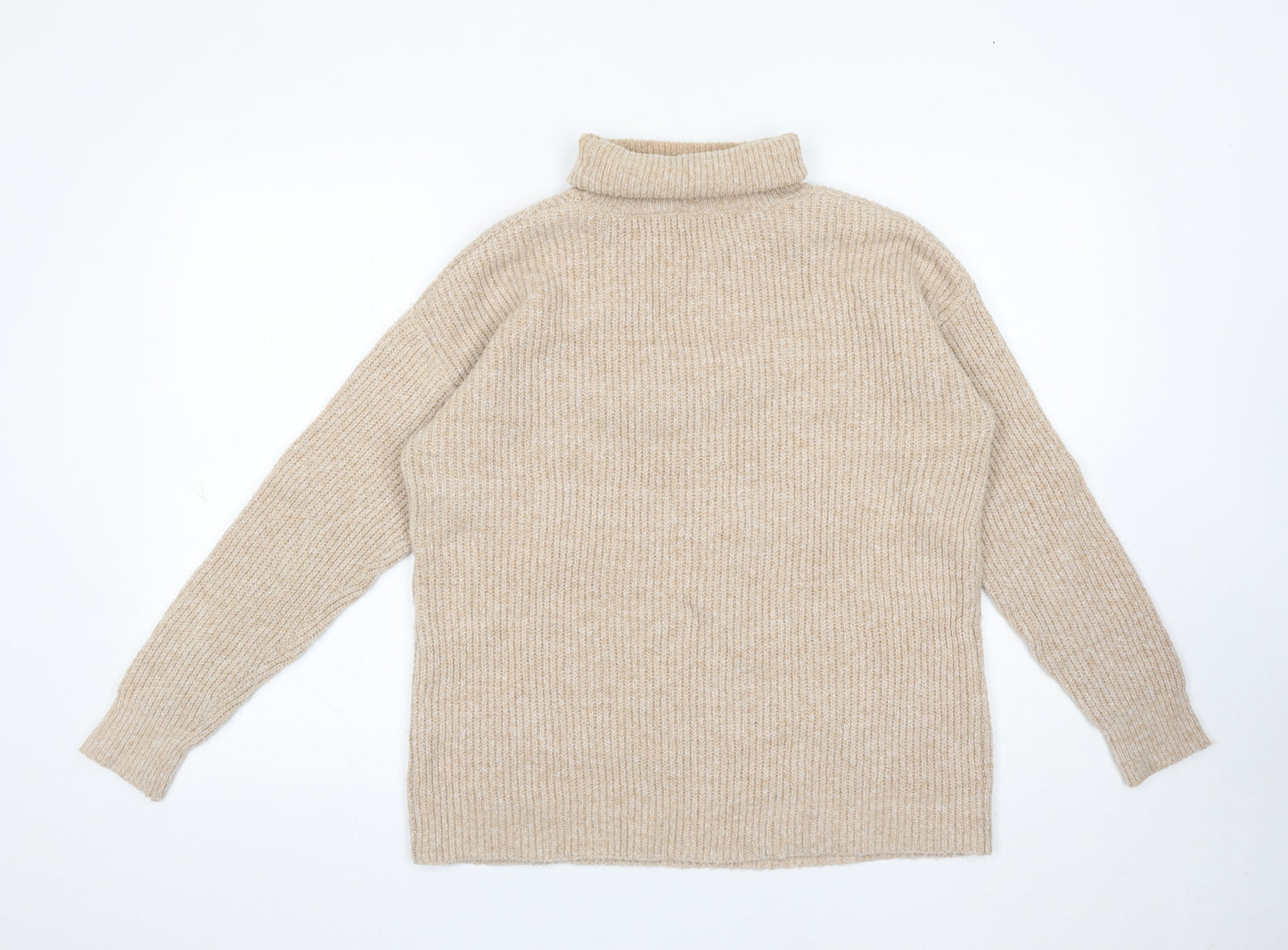 Papaya Womens Beige Roll Neck Polyester Pullover Jumper Size M