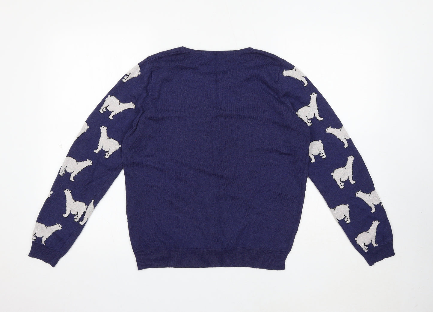 George Womens Blue Round Neck Viscose Pullover Jumper Size 14 - Rudolph