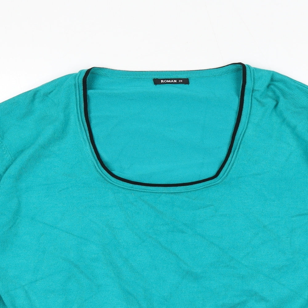 Roman Womens Green Scoop Neck Viscose Pullover Jumper Size 20