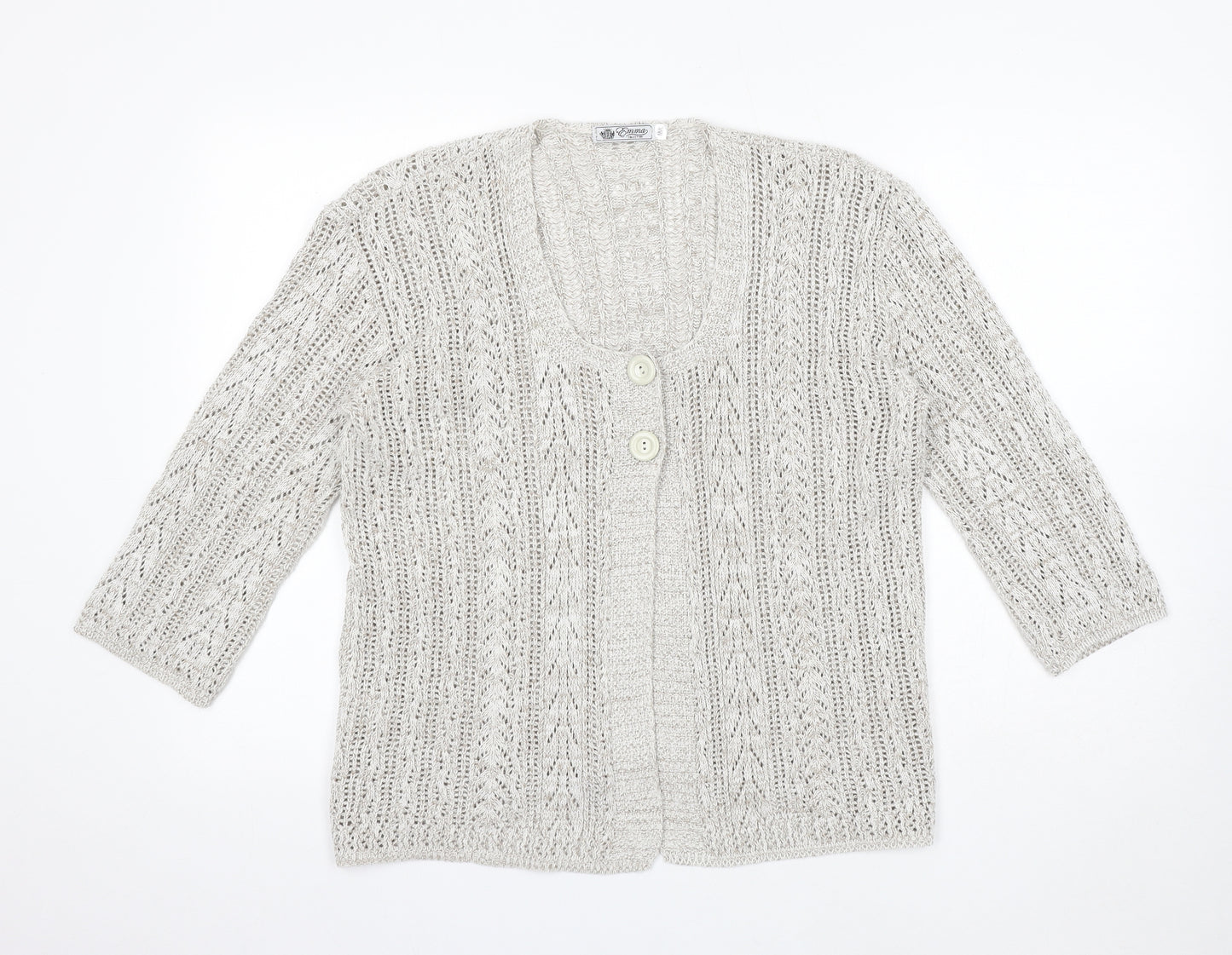 Emma Collection Womens Beige Cowl Neck Cotton Cardigan Jumper Size M