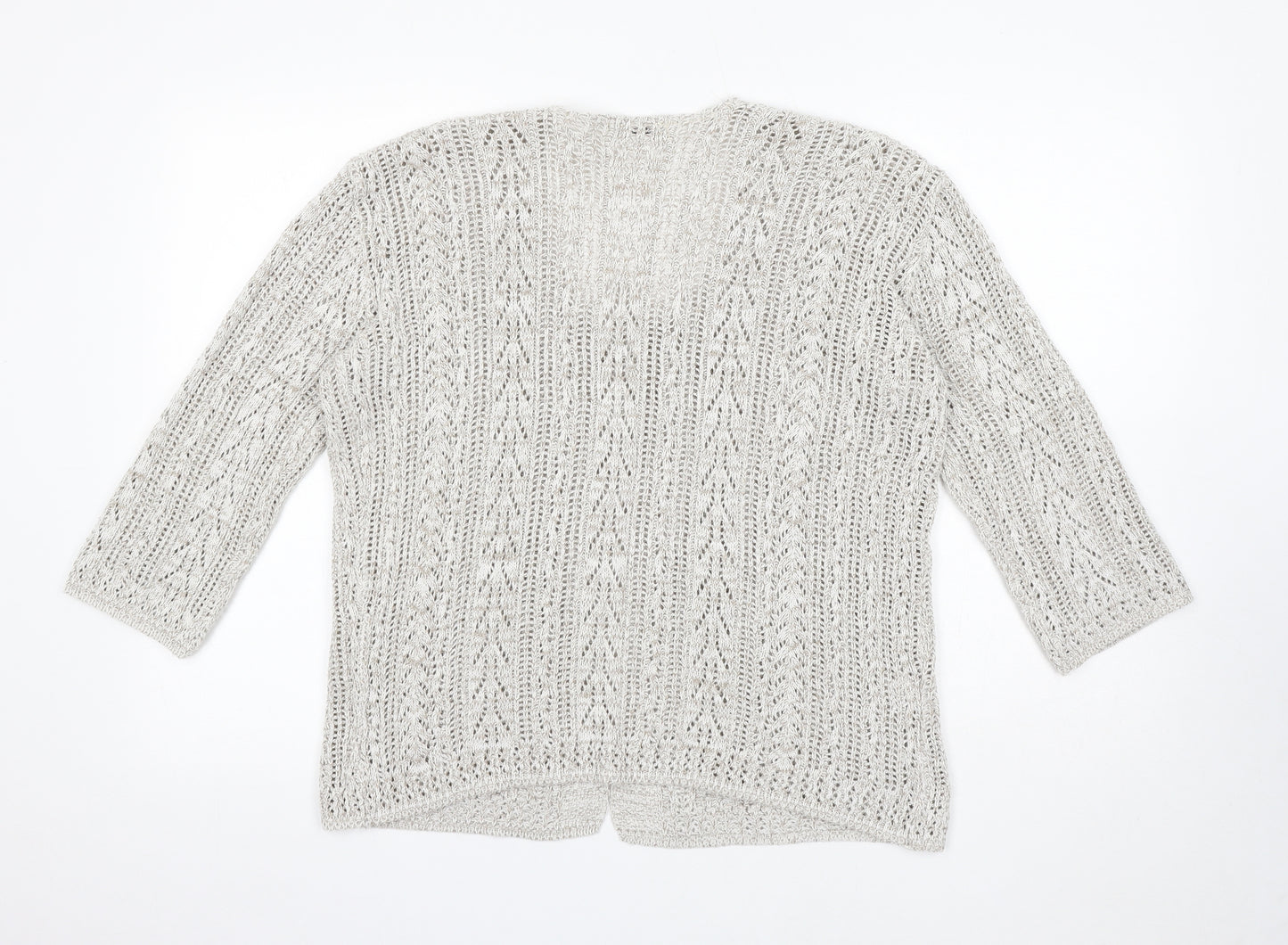 Emma Collection Womens Beige Cowl Neck Cotton Cardigan Jumper Size M