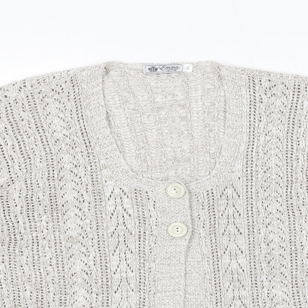 Emma Collection Womens Beige Cowl Neck Cotton Cardigan Jumper Size M