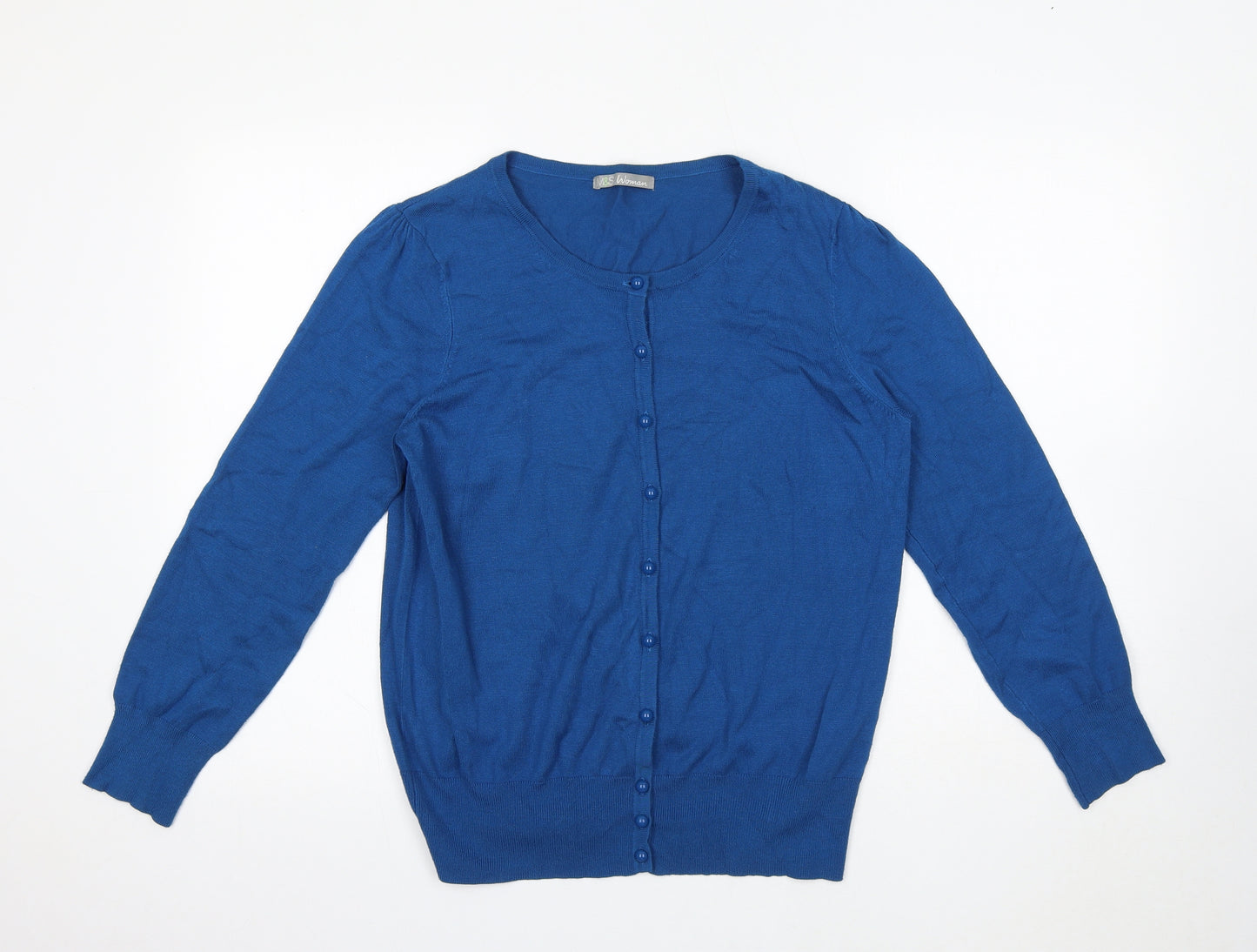Marks and Spencer Womens Blue Round Neck Viscose Cardigan Jumper Size 16