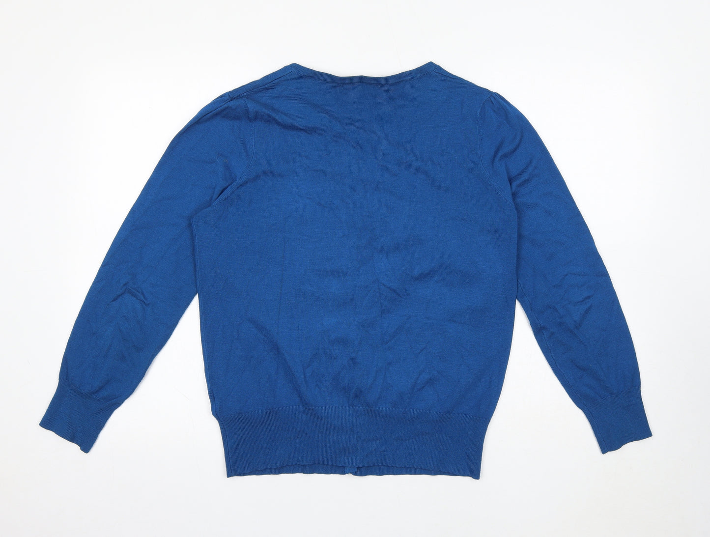 Marks and Spencer Womens Blue Round Neck Viscose Cardigan Jumper Size 16