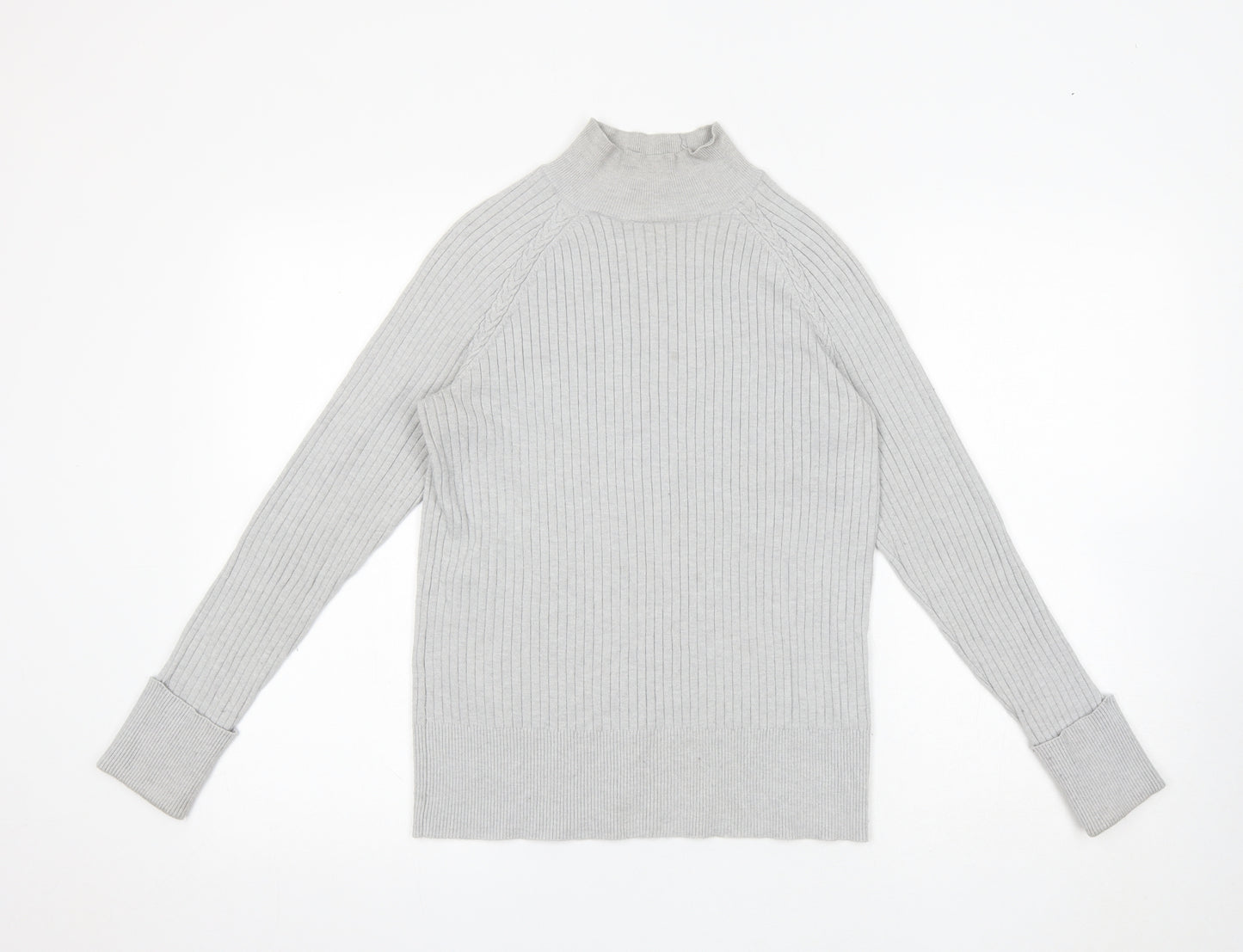 Peyton Primrose Womens Grey High Neck Rayon Pullover Jumper Size S