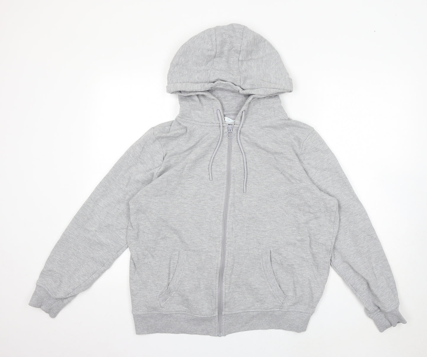 Primark Womens Grey Cotton Full Zip Hoodie Size L Zip
