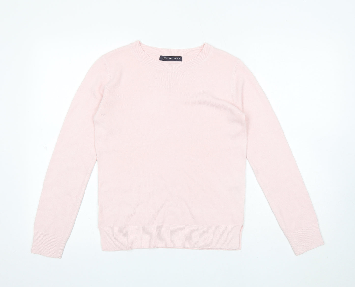 Marks and Spencer Womens Pink Round Neck Acrylic Pullover Jumper Size 8