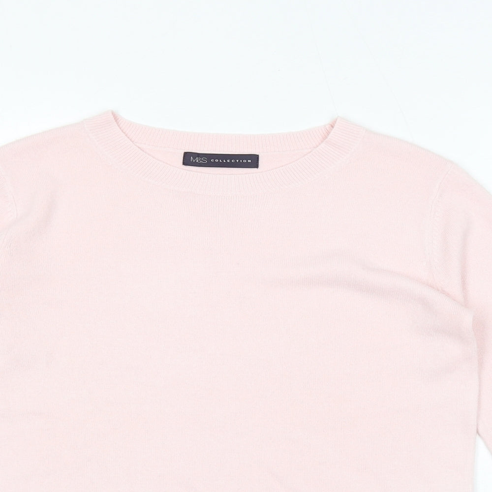 Marks and Spencer Womens Pink Round Neck Acrylic Pullover Jumper Size 8