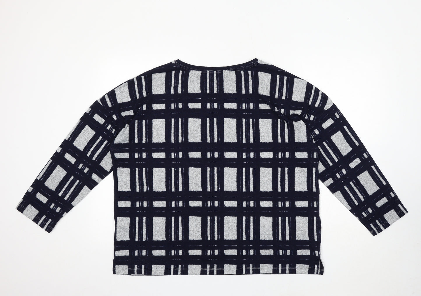 Nutmeg Womens Blue Round Neck Striped Polyester Pullover Jumper Size 18