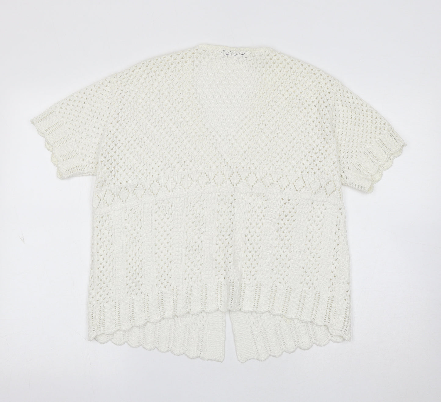 Pure & Natural Girls White V-Neck Acrylic Cardigan Jumper Size XL Button
