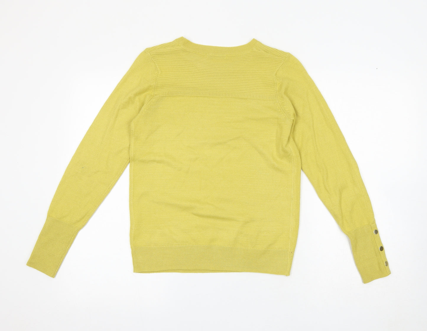 Classic Womens Green Round Neck Acrylic Pullover Jumper Size 6