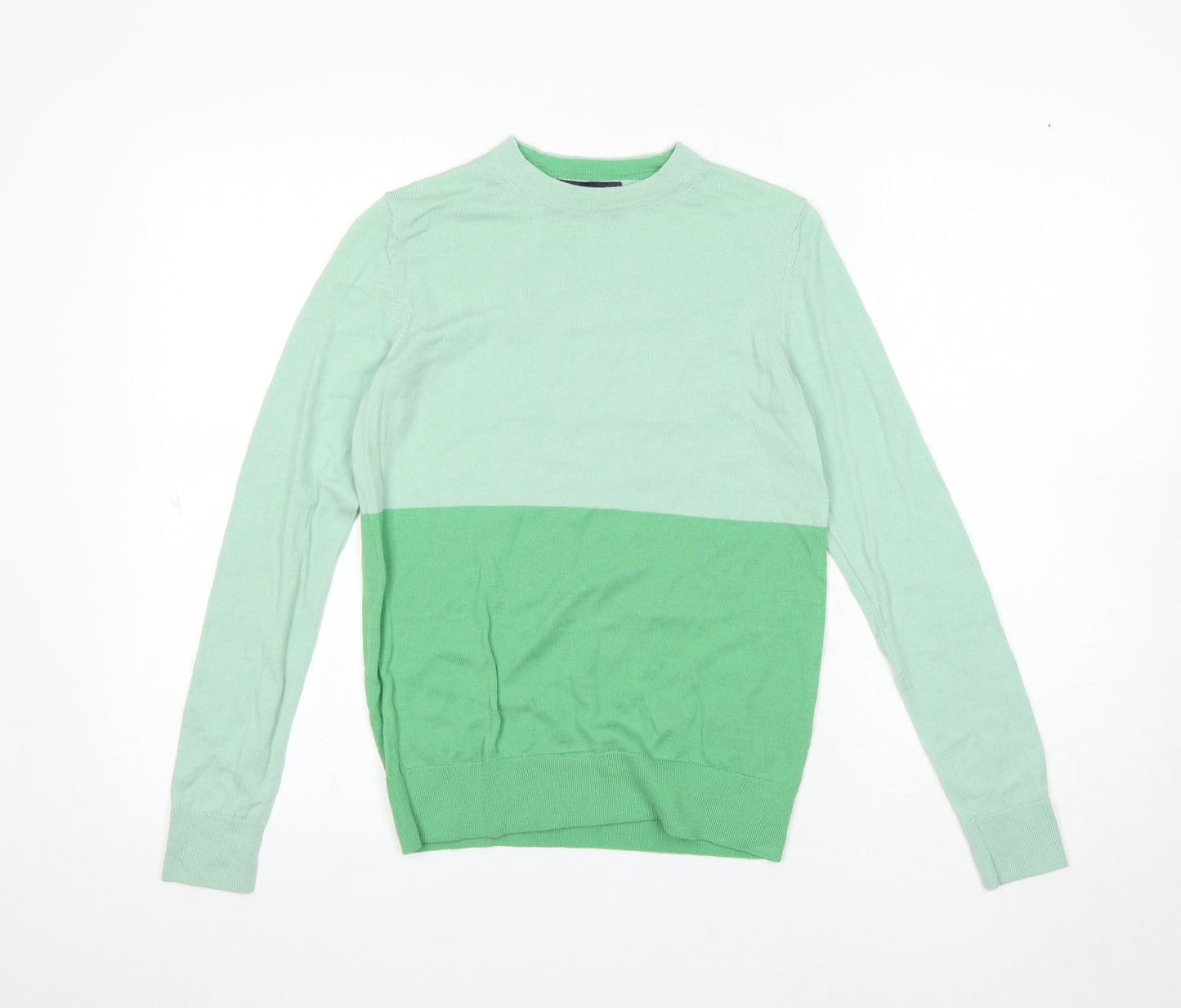 Marks and Spencer Womens Green Round Neck Wool Pullover Jumper Size 6