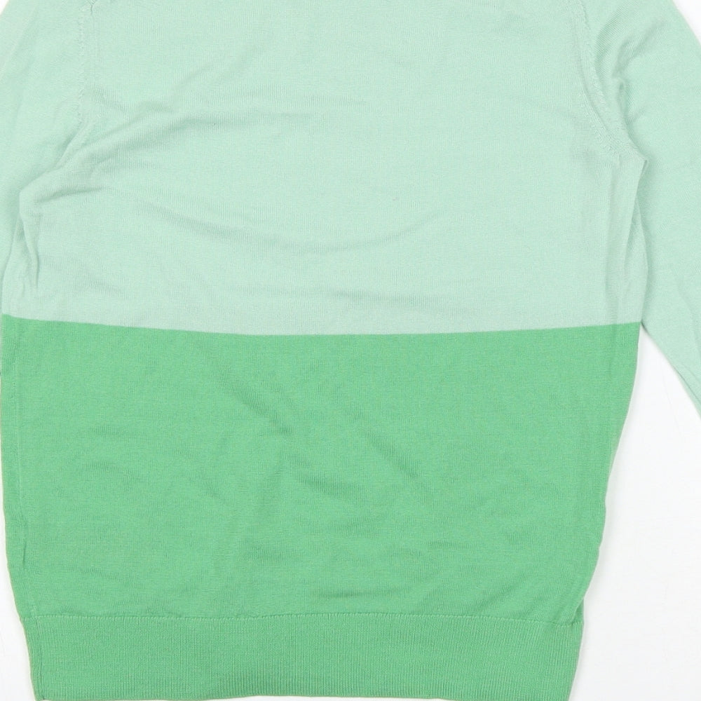 Marks and Spencer Womens Green Round Neck Wool Pullover Jumper Size 6