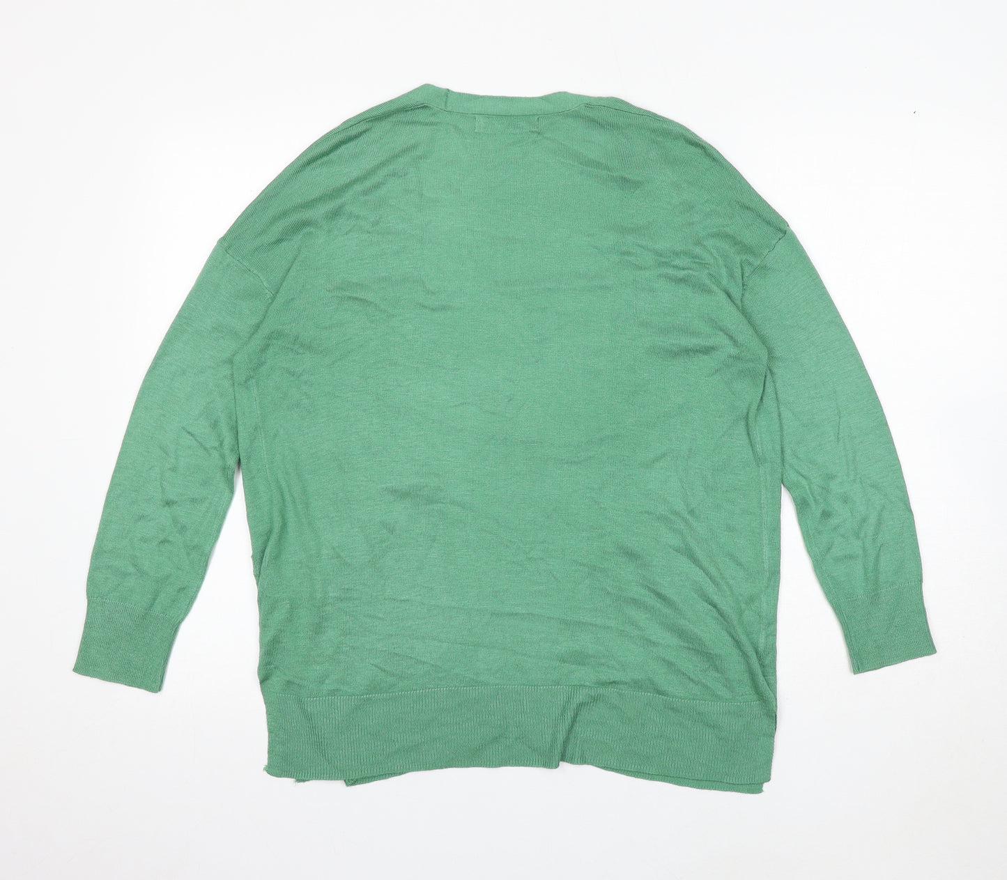 Marks and Spencer Womens Green V-Neck Acrylic Cardigan Jumper Size S