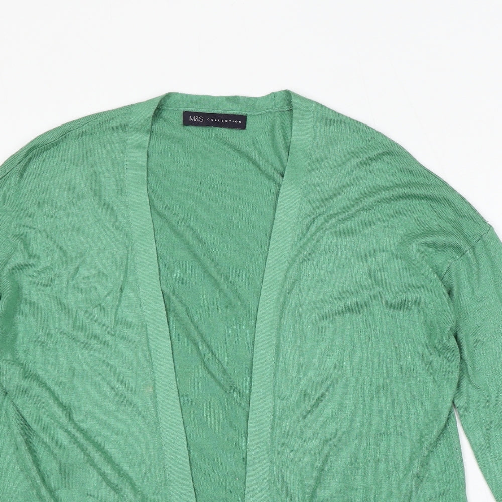 Marks and Spencer Womens Green V-Neck Acrylic Cardigan Jumper Size S