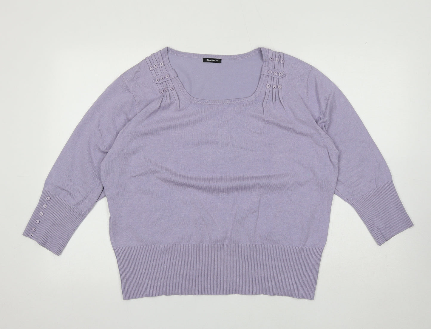 Roman Womens Purple Round Neck Viscose Pullover Jumper Size 20