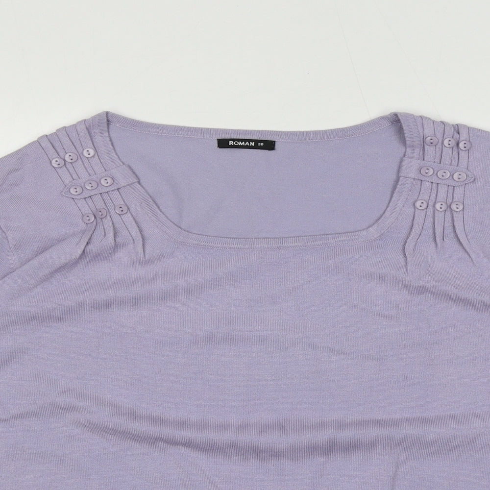 Roman Womens Purple Round Neck Viscose Pullover Jumper Size 20