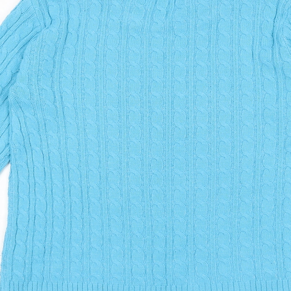 Pure & Natural Womens Blue Round Neck Acrylic Pullover Jumper Size S