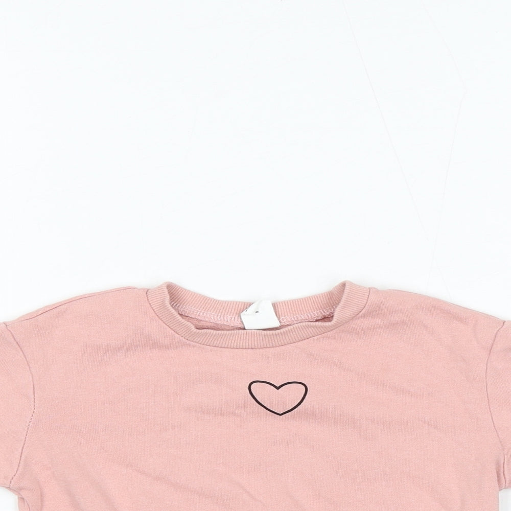 SheIn Girls Pink Geometric Polyester Pullover Jumper Size 12-18 Months - Heart