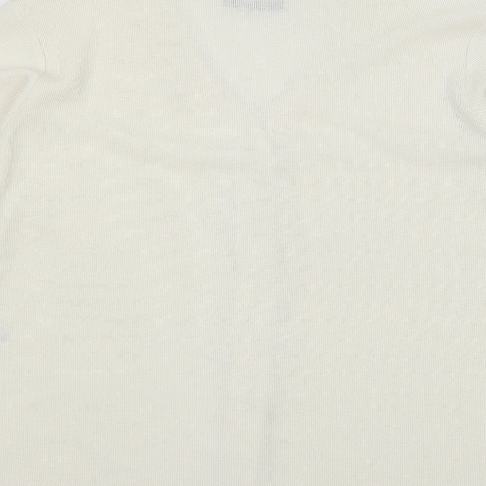 BHS Womens White V-Neck Polyester Cardigan Jumper Size 16