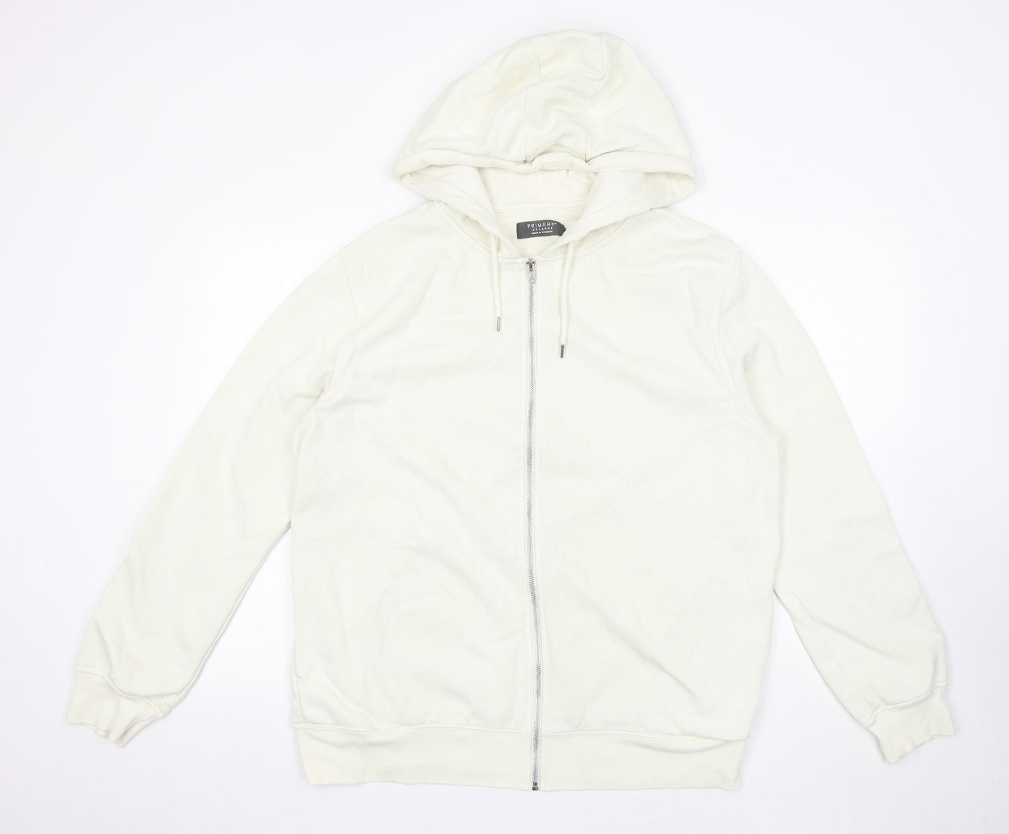 Primark Mens White Cotton Full Zip Hoodie Size 2XL