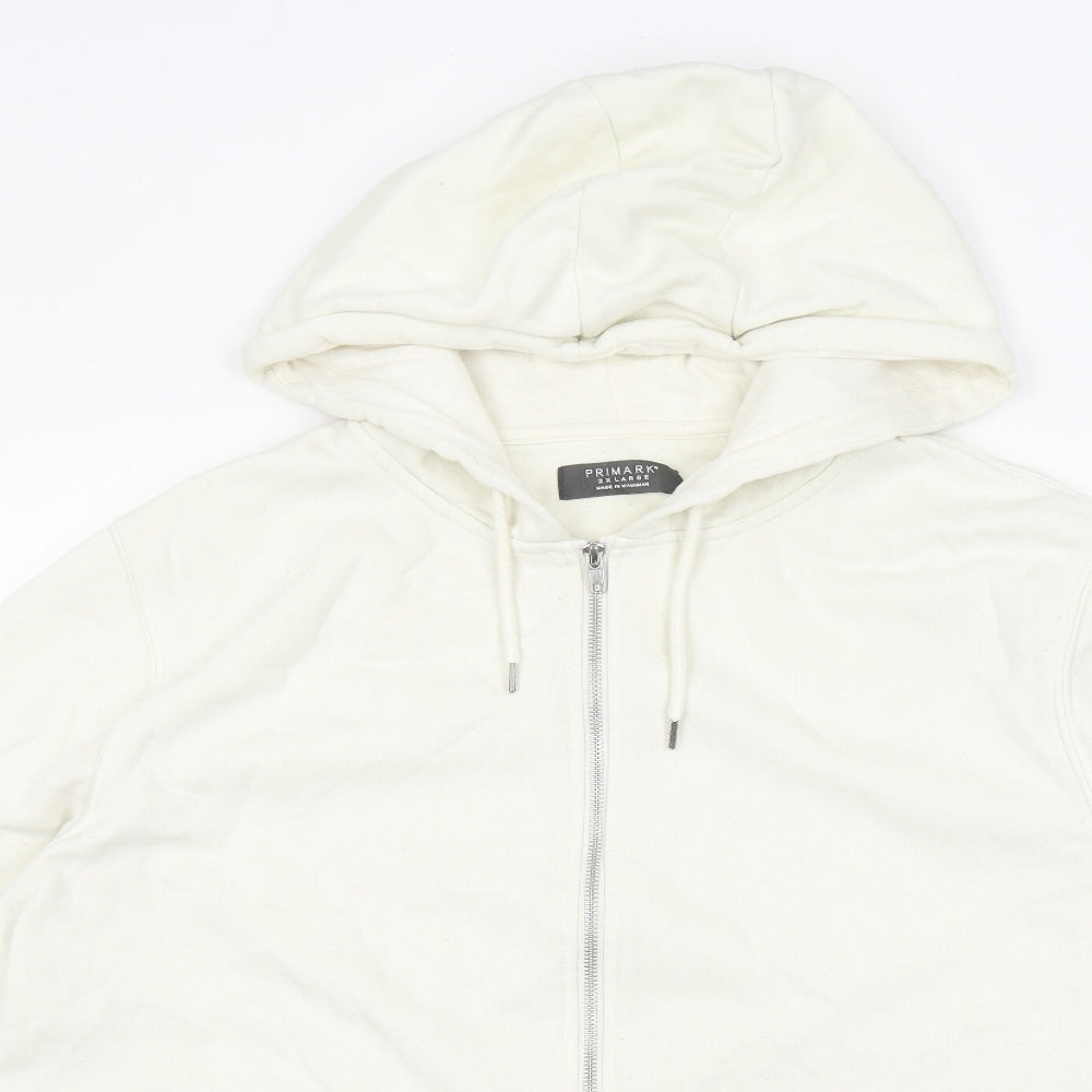 Primark Mens White Cotton Full Zip Hoodie Size 2XL