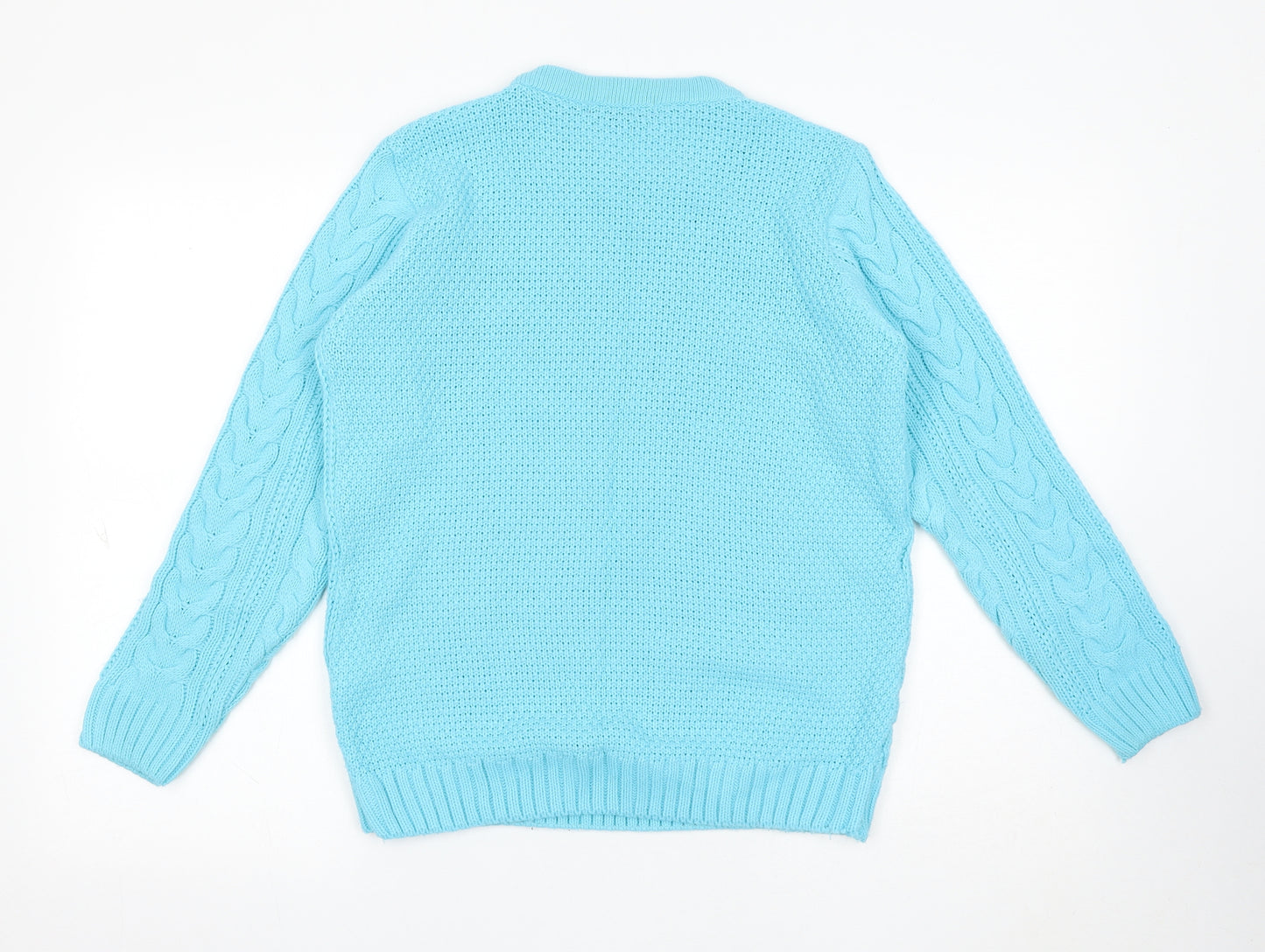 Envy Womens Blue Round Neck Acrylic Pullover Jumper Size S