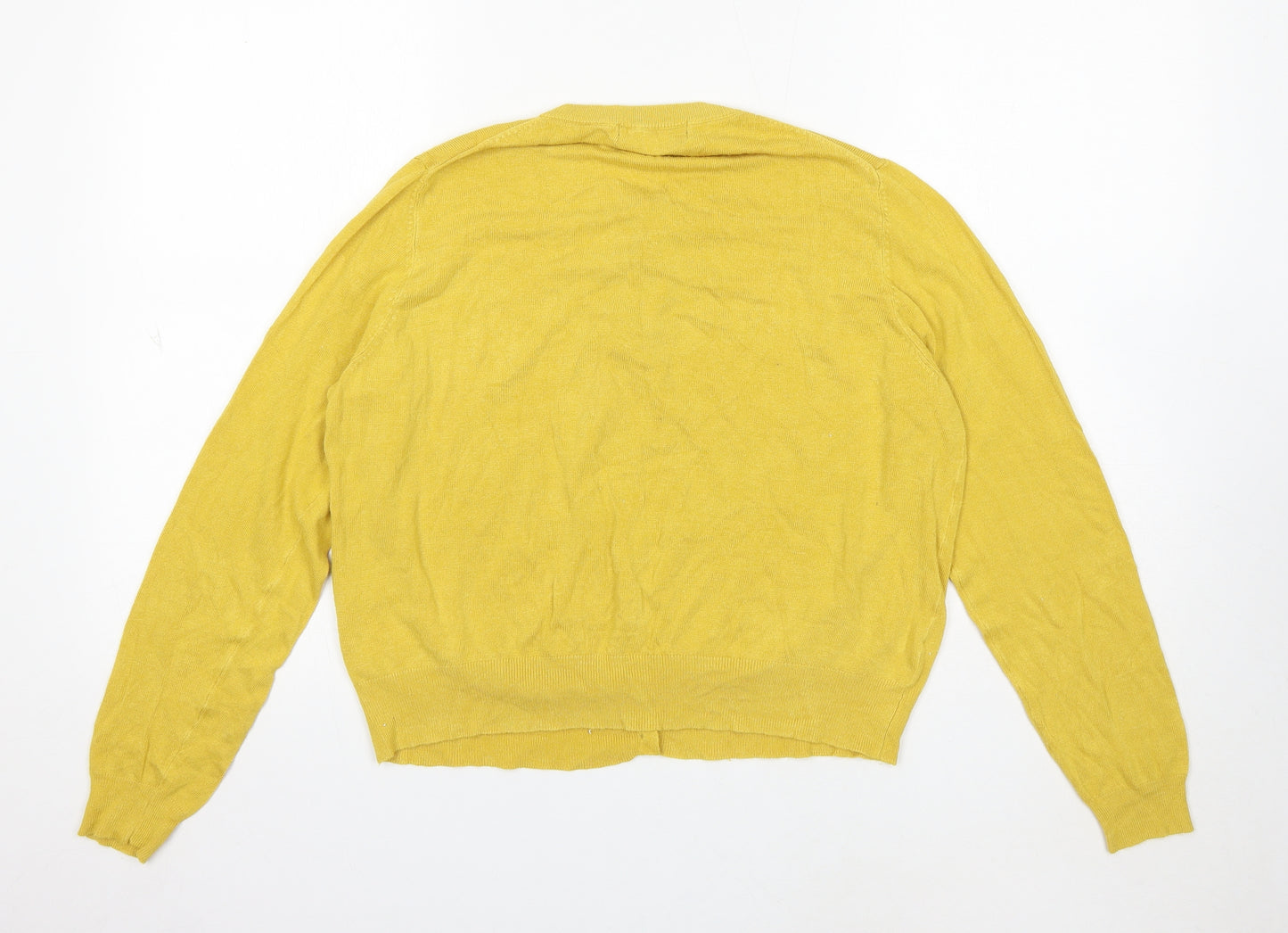 Marks and Spencer Womens Yellow Round Neck Viscose Cardigan Jumper Size 14