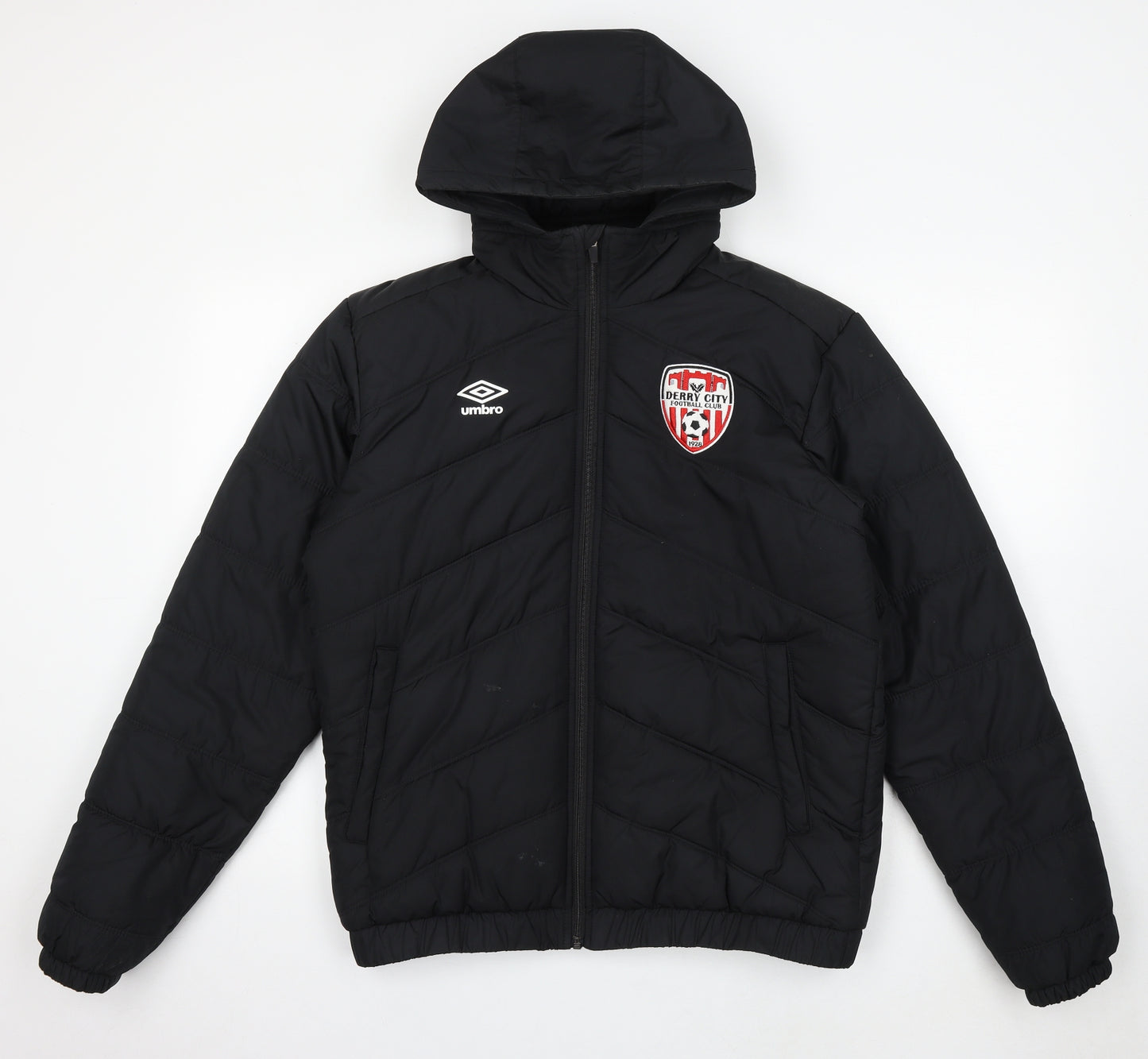 Umbro Mens Black Puffer Jacket Jacket Size M Zip - Derry City FC