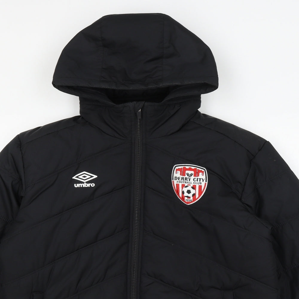 Umbro Mens Black Puffer Jacket Jacket Size M Zip - Derry City FC