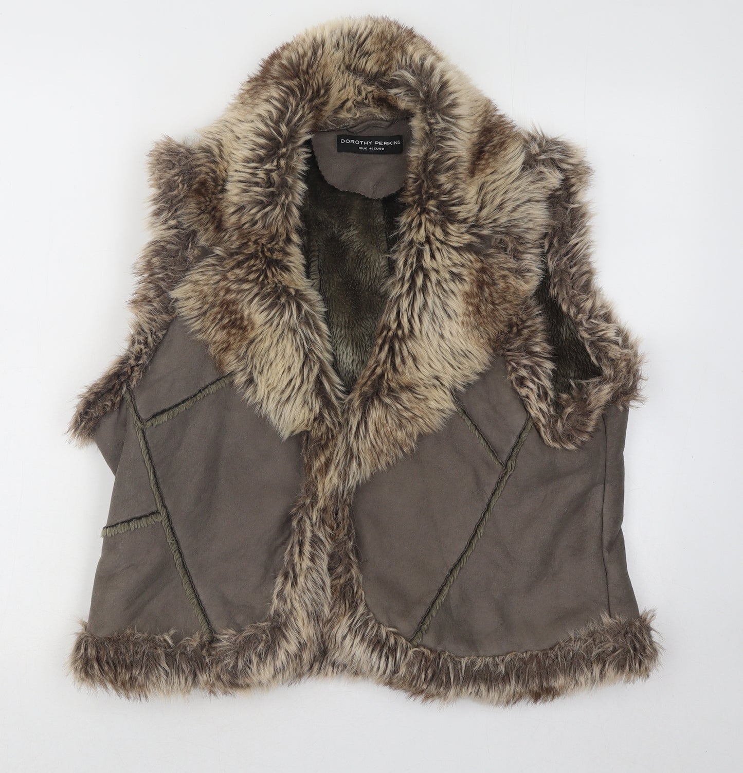 Dorothy Perkins Womens Brown Gilet Coat Size 18 Snap