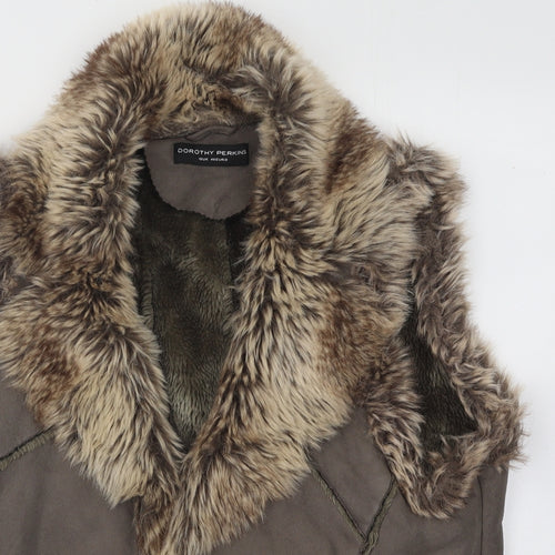 Dorothy Perkins Womens Brown Gilet Coat Size 18 Snap