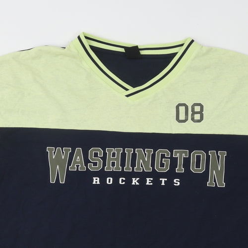 Urban Outfitters Mens Blue Cotton T-Shirt Size M V-Neck - Washington Rockets 08
