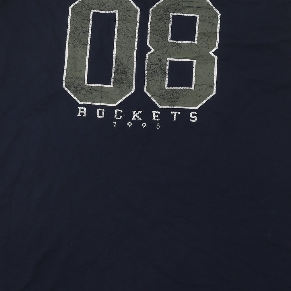 Urban Outfitters Mens Blue Cotton T-Shirt Size M V-Neck - Washington Rockets 08