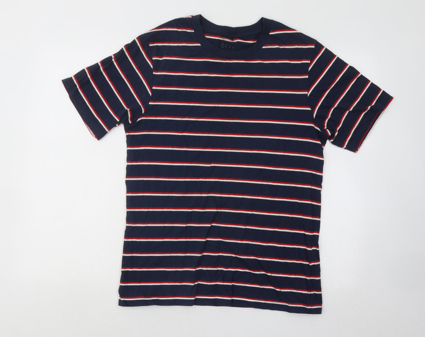 Urban Outfitters Mens Blue Striped Cotton T-Shirt Size S Round Neck