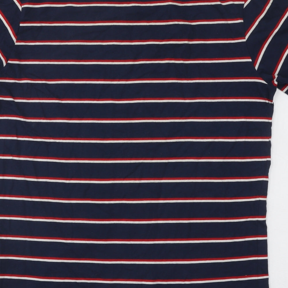Urban Outfitters Mens Blue Striped Cotton T-Shirt Size S Round Neck