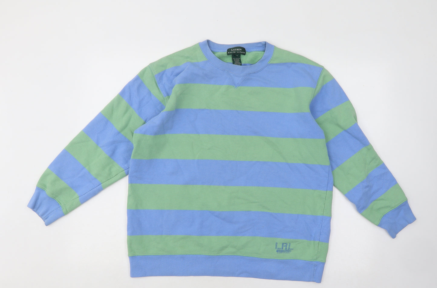 Polo Ralph Lauren Mens Blue Striped Cotton Pullover Sweatshirt Size S