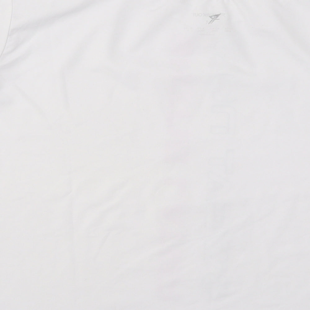WORKOUT Womens White Polyester Basic T-Shirt Size 12 Round Neck Pullover - Sweat Now
