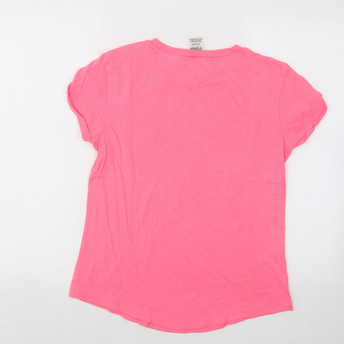 PINK Womens Pink Cotton Basic T-Shirt Size S Round Neck