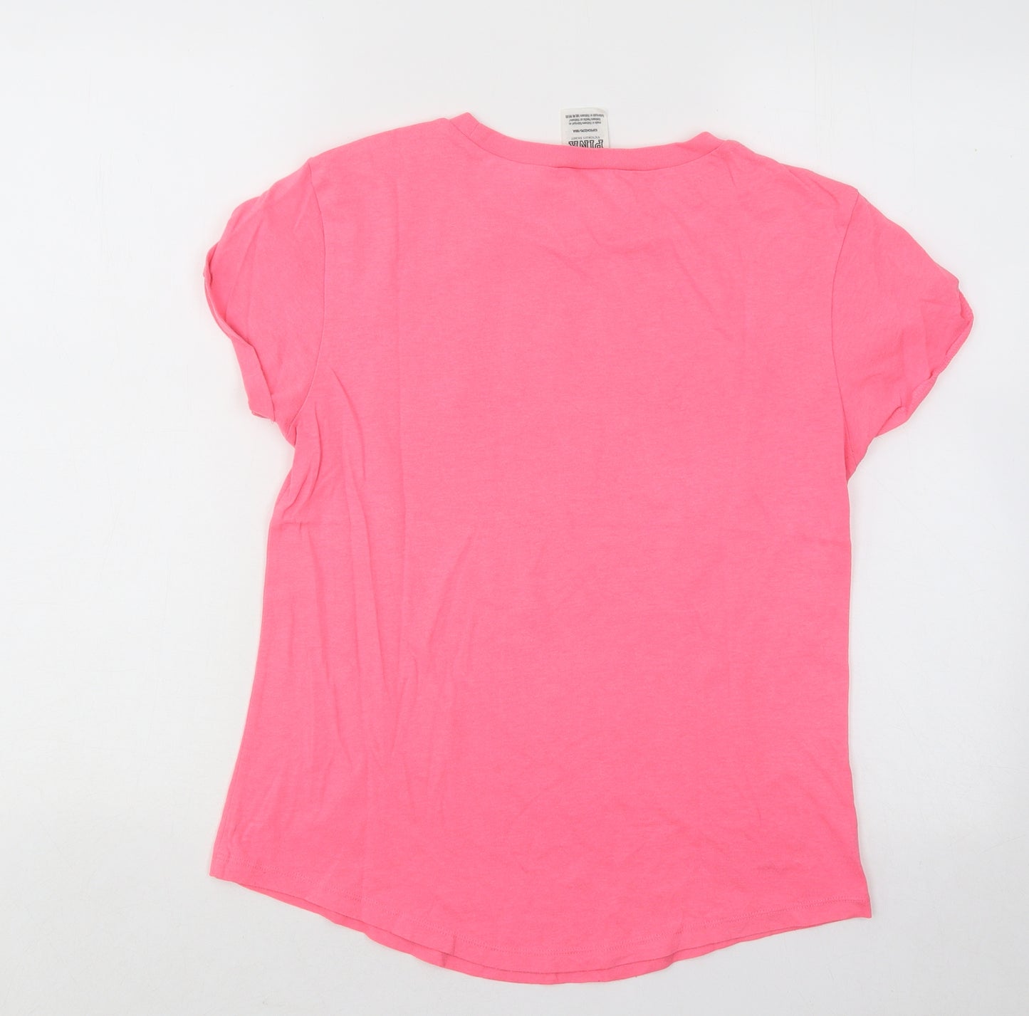 PINK Womens Pink Cotton Basic T-Shirt Size S Round Neck