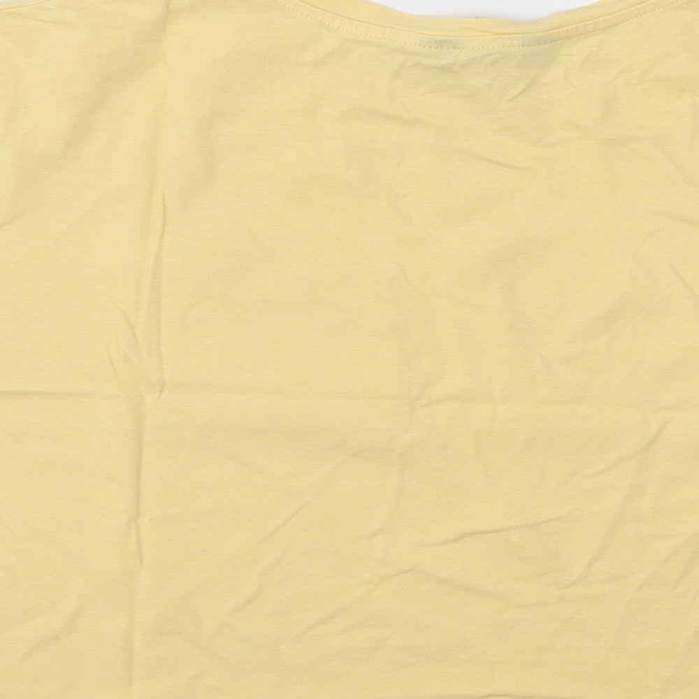 New Look Womens Yellow Cotton Basic T-Shirt Size 8 Round Neck - Cropped