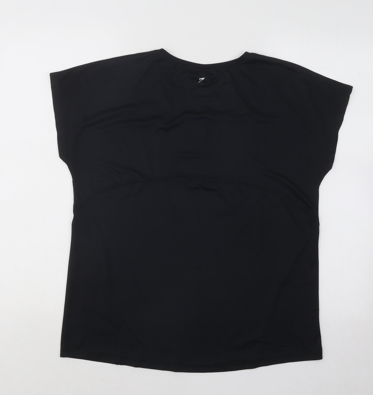 WORKOUT Womens Black Polyester Basic T-Shirt Size 10 Round Neck Pullover