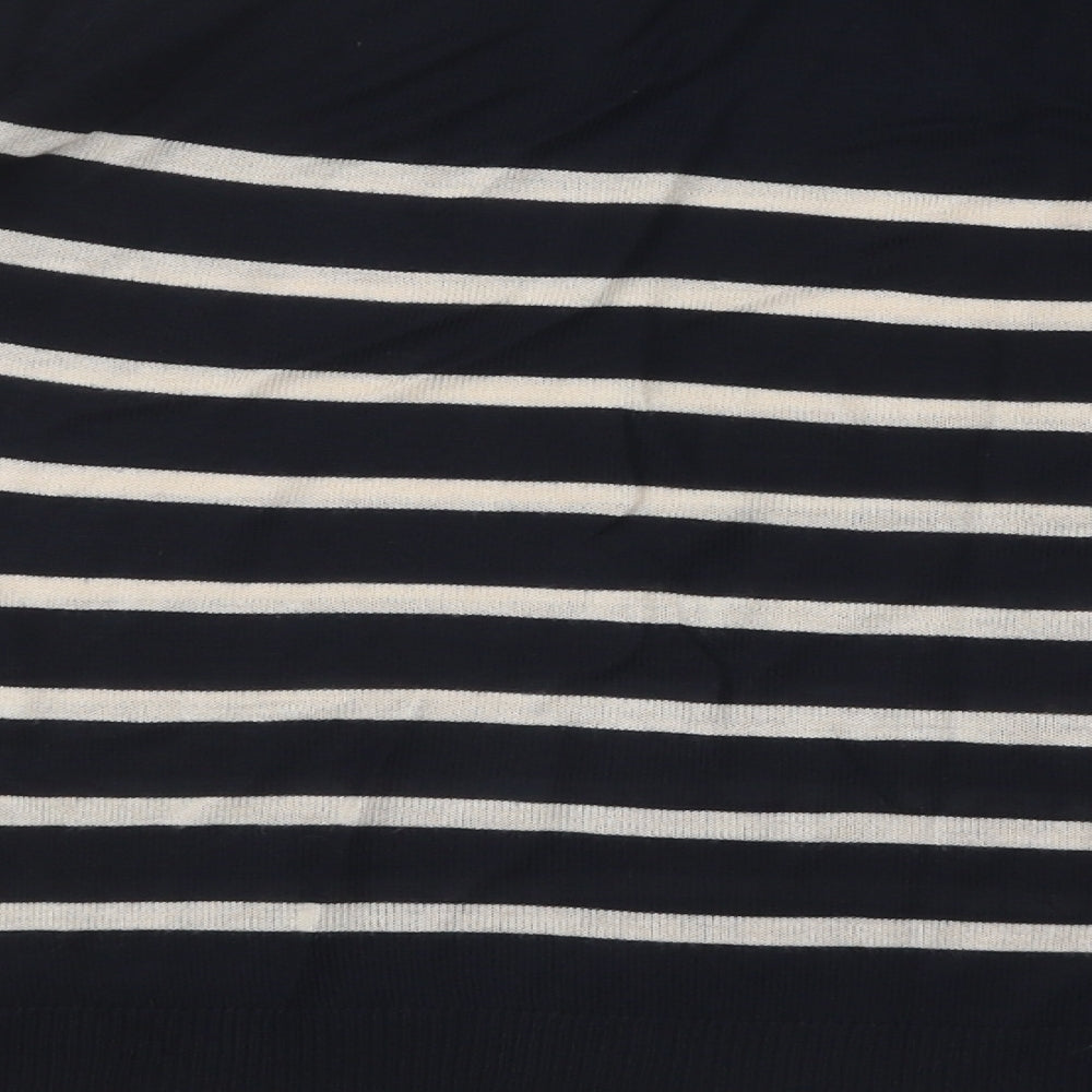 Zara Womens Blue Round Neck Striped Acrylic Pullover Jumper Size S