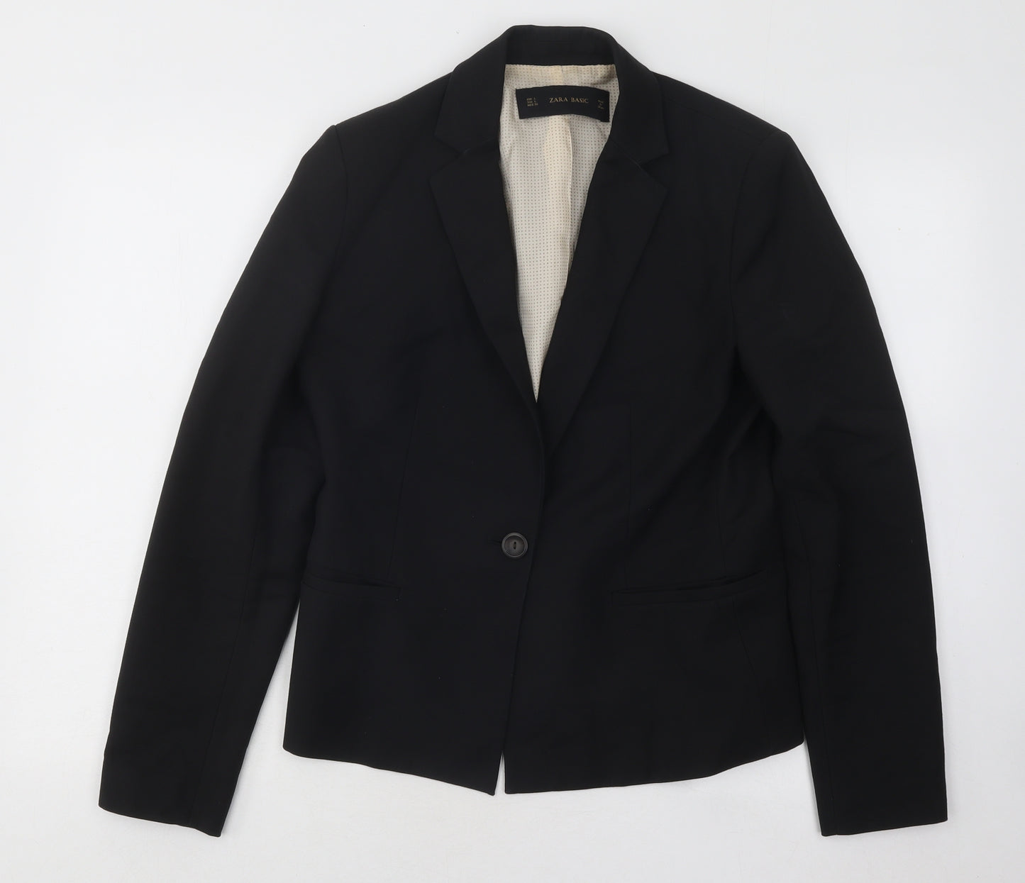 Zara Womens Black Jacket Blazer Size L Button